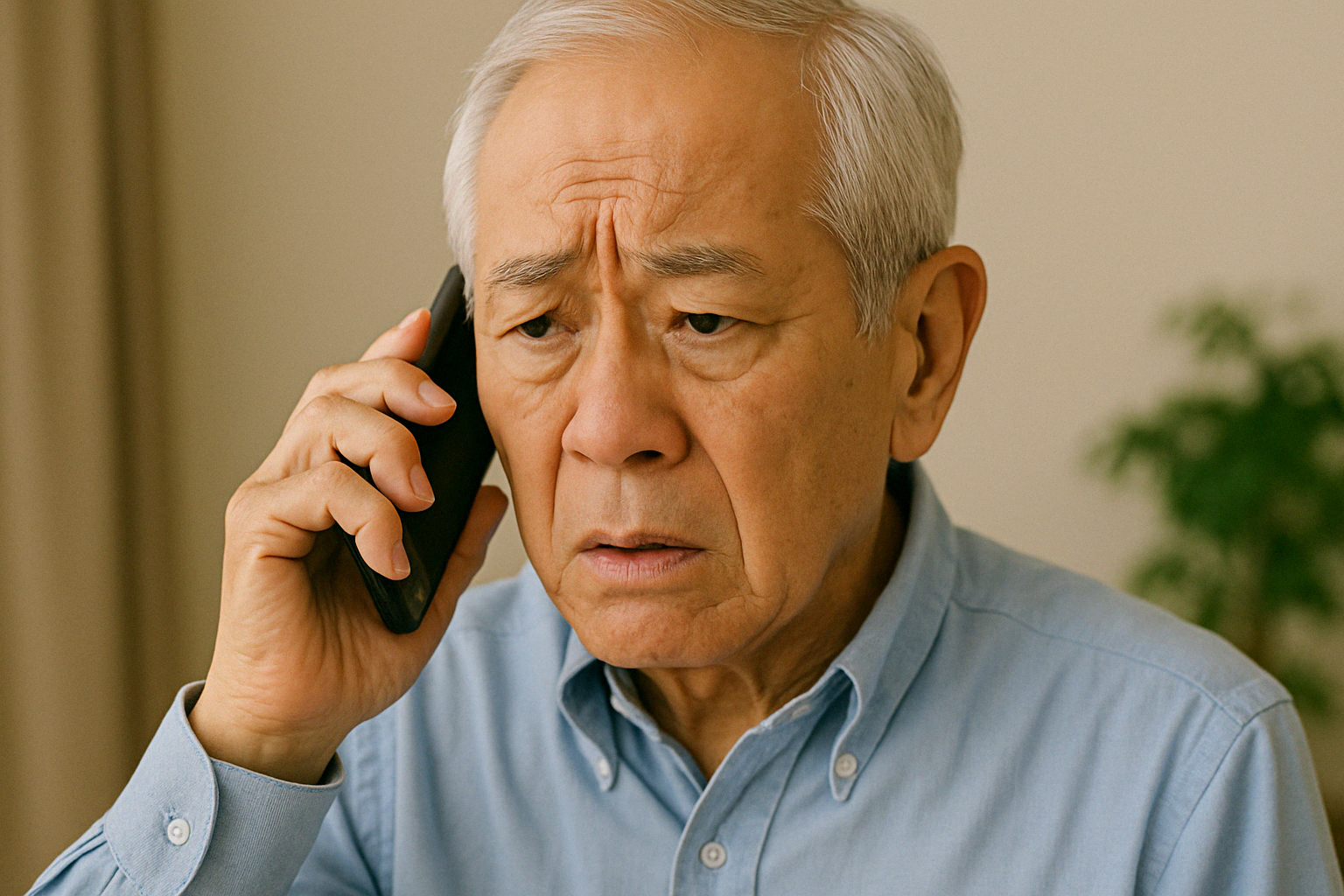 電話の聞き取りに困っている様子のイラスト